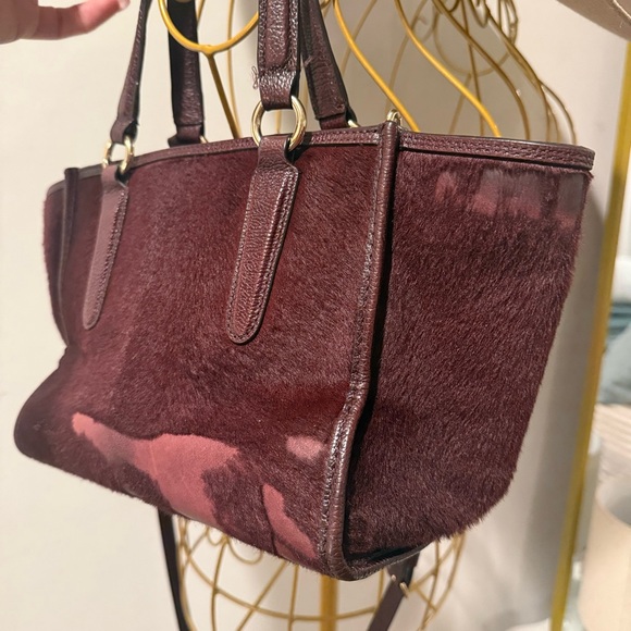 Coach Dark Red Fur Satchel - Picture 3 of 6